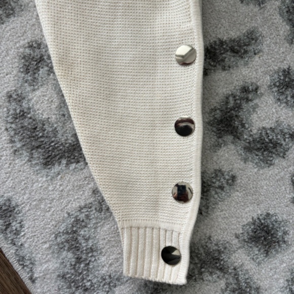 ba&sh Astana Button Sleeve Waffle Weave Cotton Wool Sweater - Picture 7 of 11